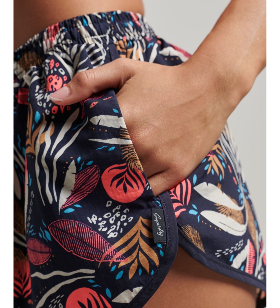 Calções de praia Superdry com estampa vintage azul marinho
