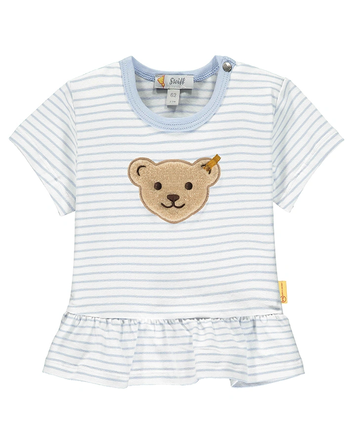 T-Shirt BABY GIRL – SUMMER DAY gestreift in hellblau