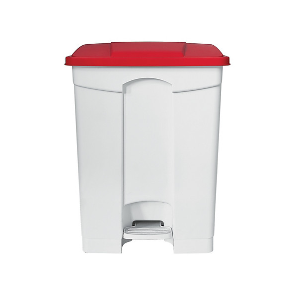 Conteneur HACCP blanc à pédale 45 litres, couvercle rouge