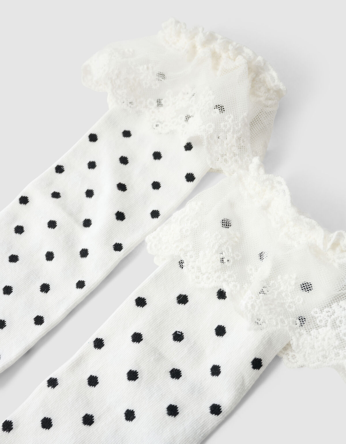Kanten Polkadot Sokken Gebroken Wit