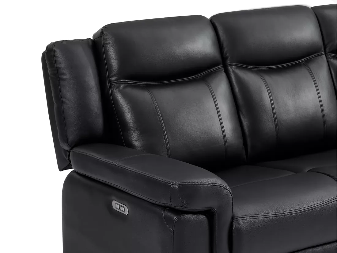 Canapé 3 places et un fauteuil relax électrique en cuir KENNETH - Noir