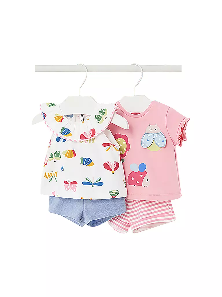 MAYORAL Baby Set 4-teilig T-Shirts und Shorts pink