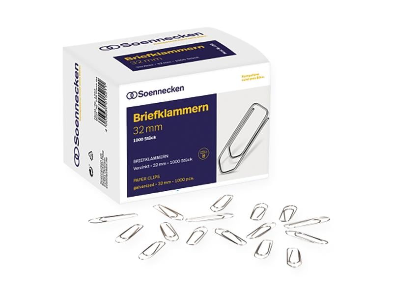 Soennecken Büroklammer 1000 Stück Vernickelte Büroklammern