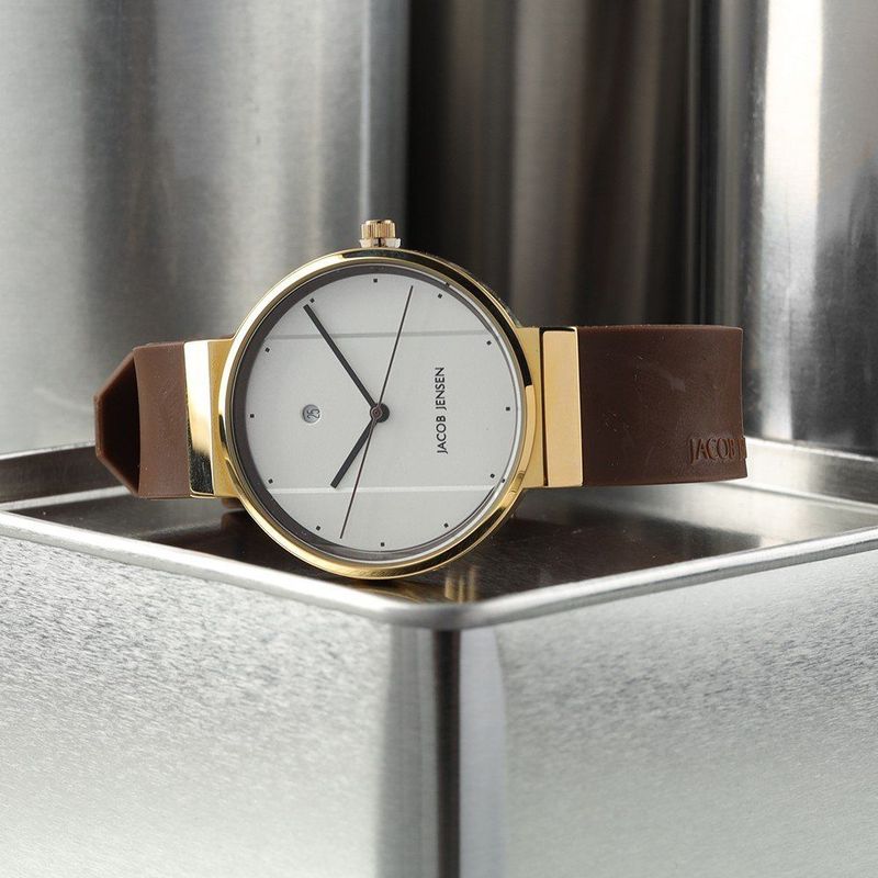 Jacob Jensen - New Line 758 - Polshorloge - Bruin - Edelstaal - Quartz