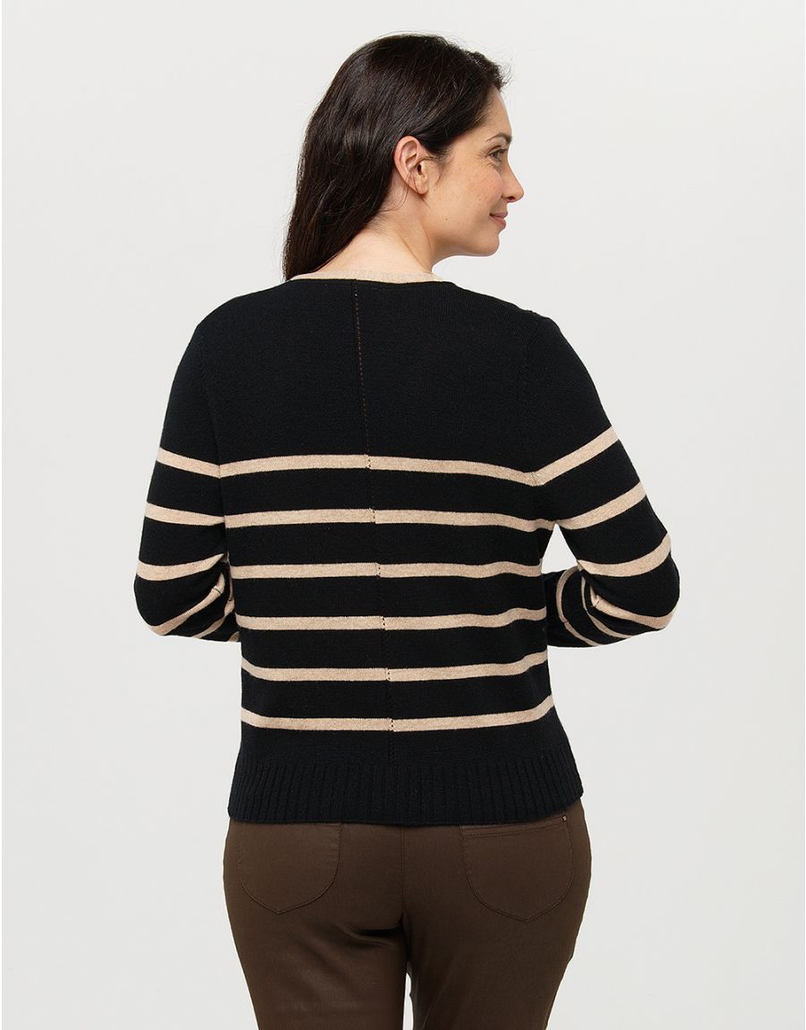 Gilet rayé noir beige