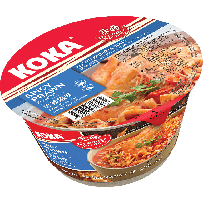 Koka Instant Bowl Brede Noedels Pittige Garnaal Smaak 95g