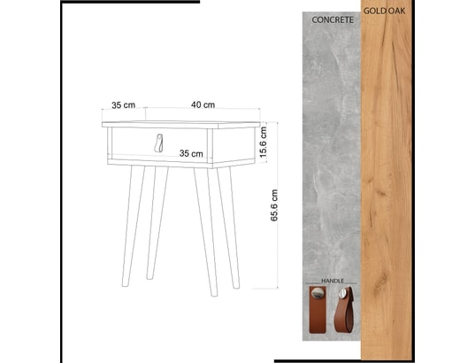 CONCEPT1 - Console Astava chêne blanc 40 x 35 x h65,6cm
