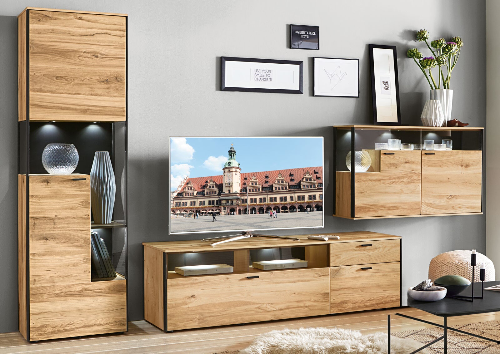 SCHÖNER WOHNEN-Kollektion Wohnwand II ANDRA Eiche rustico geölt