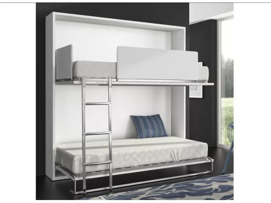 Lit escamotable superposé chêne clair 2 couchages 90x190 Spaky