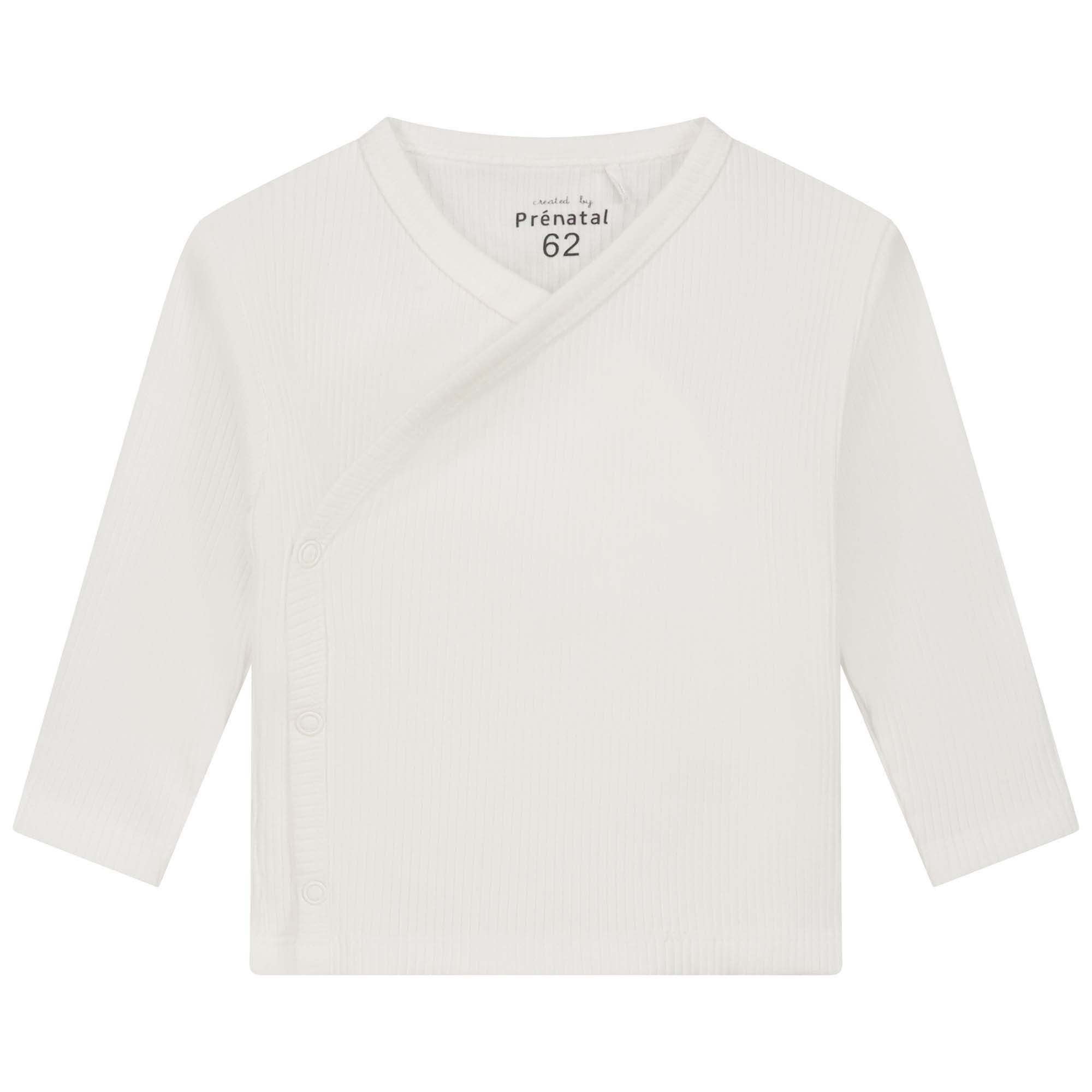 Prénatal newborn overslagshirt rib lange mouwen effen wit