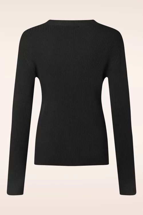 Smashed Lemon Stacey gebreide top in zwart