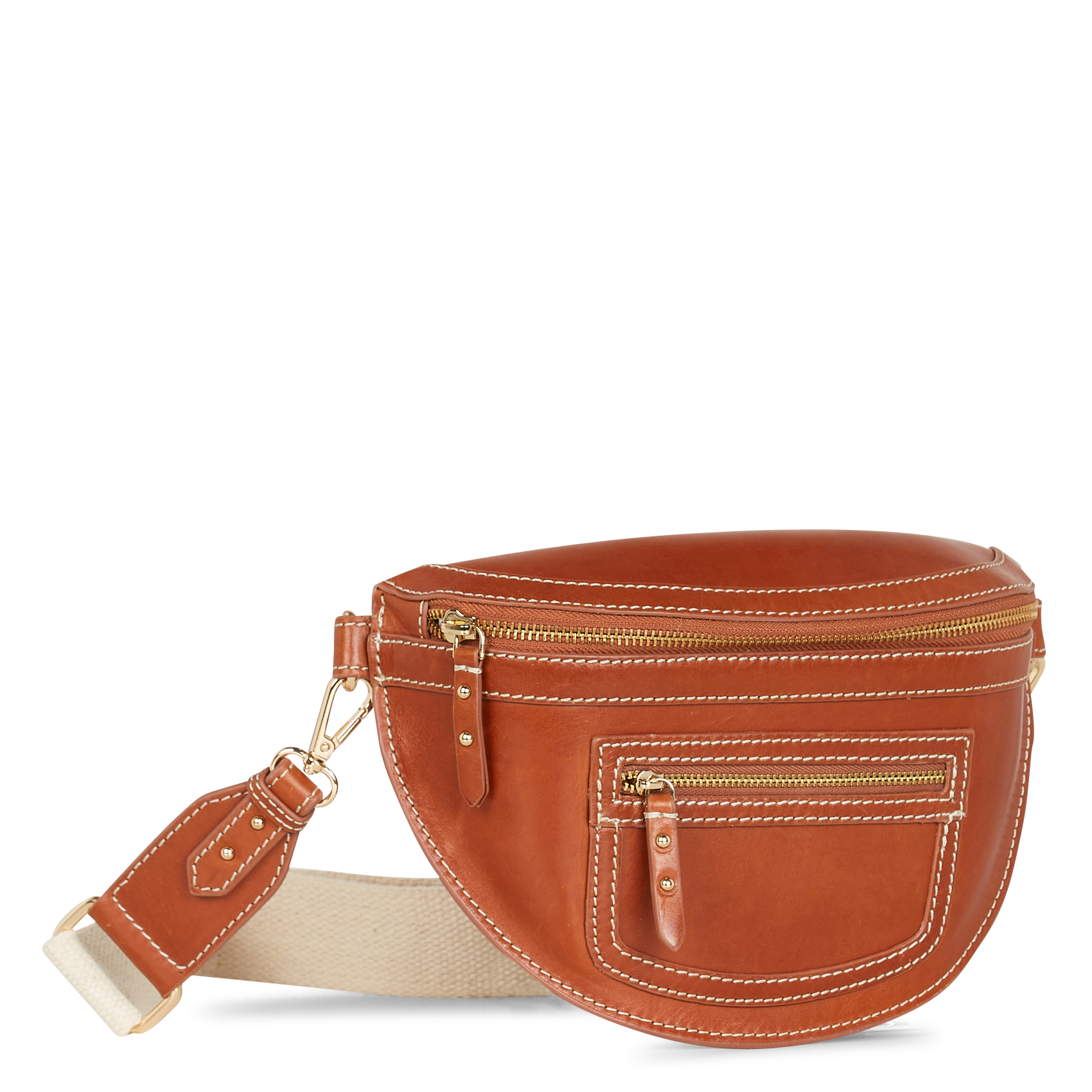 SANA - Sac banane en cuir | Marron