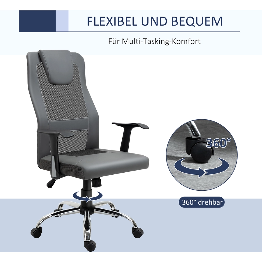 Vinsetto Bürostuhl ergonomisch grau