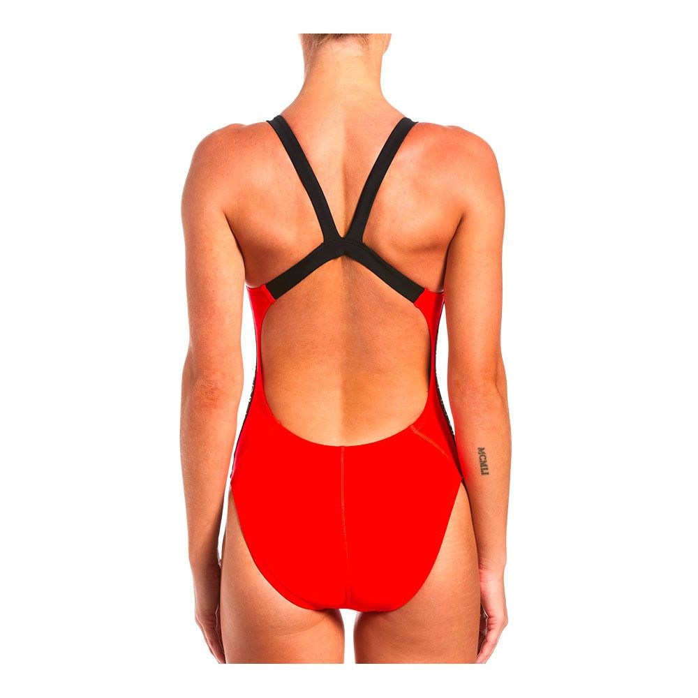 Nike Swim FASTBACK LOGO TAPE - Maillot de bain 1 pièce Femme bright crimson