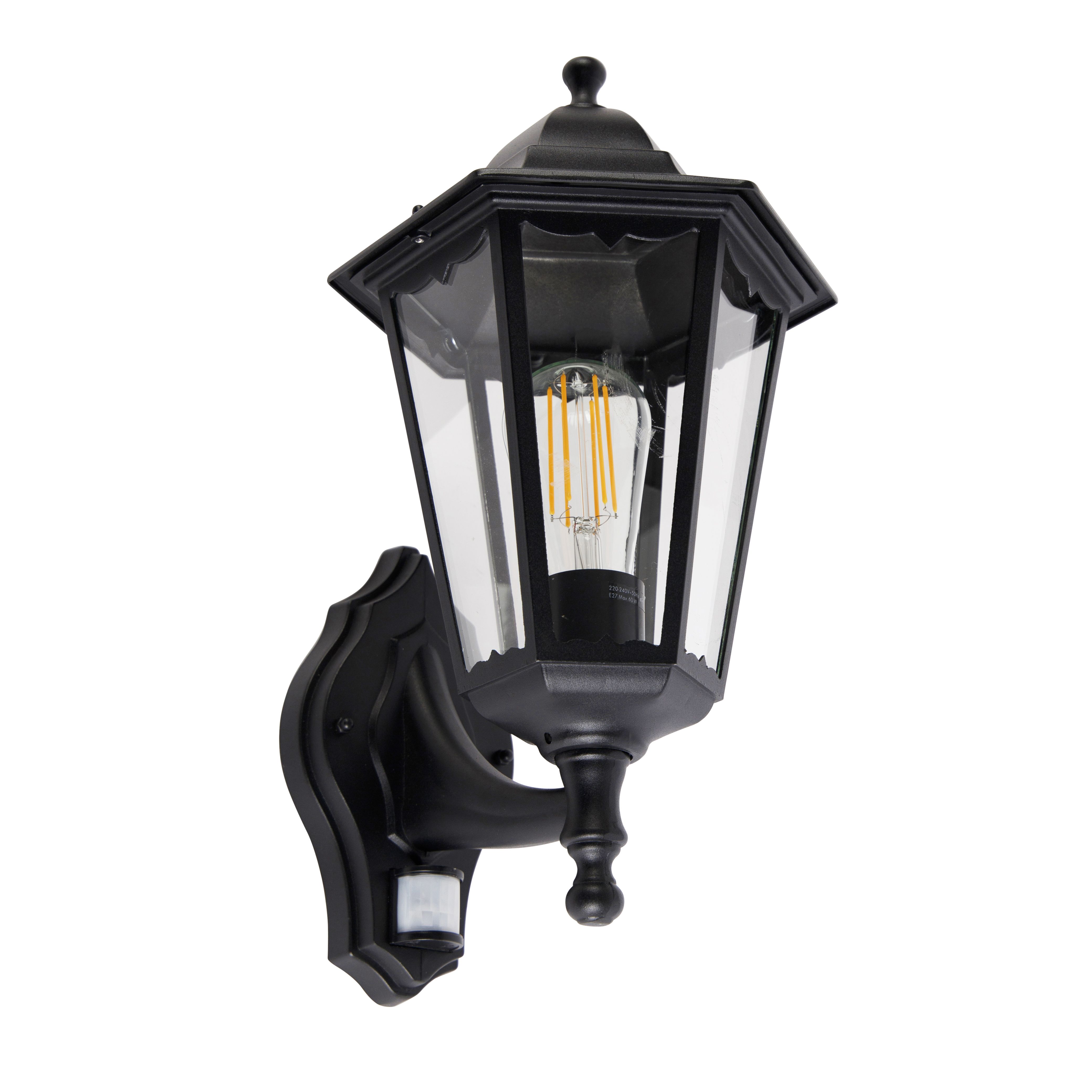 Buiten wandlantaarn zwart met bewegingssensor IP44 - Havana