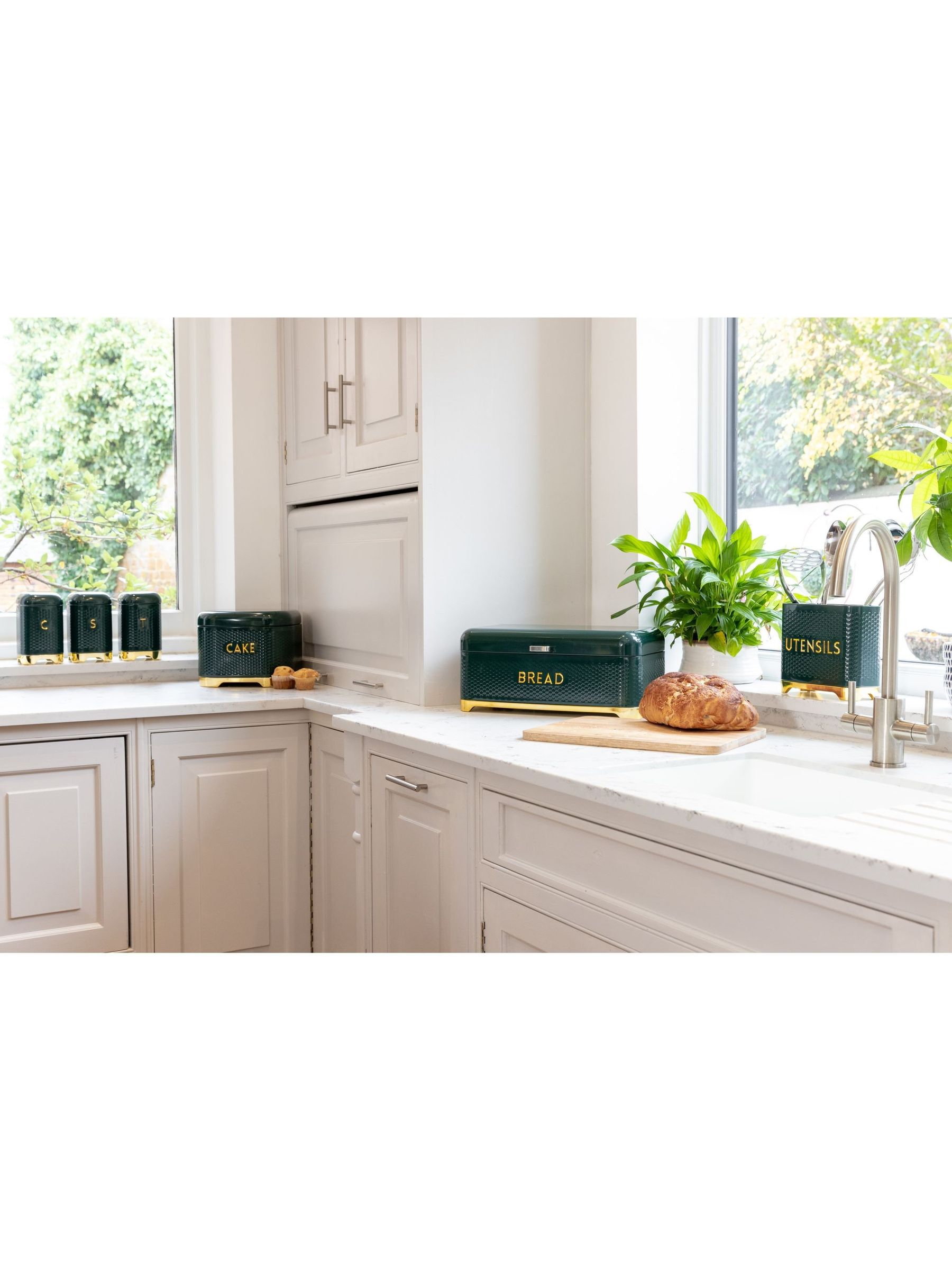 Kitchencraft Textured Geometric Tea Coffee Sugar Canisters Set