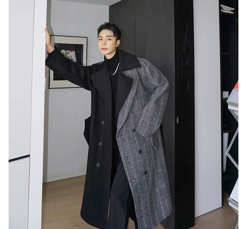 Orungeetun - Mock Two Piece Long-Sleeve Double Breasted Trenchcoat