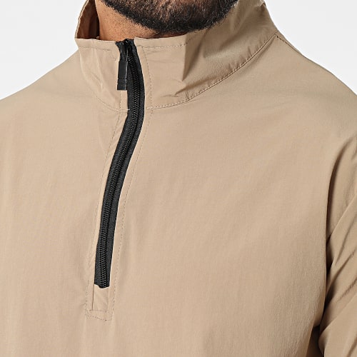Ensemble De Survetement Veste Col Zippé Pantalon Jogging Marron Clair