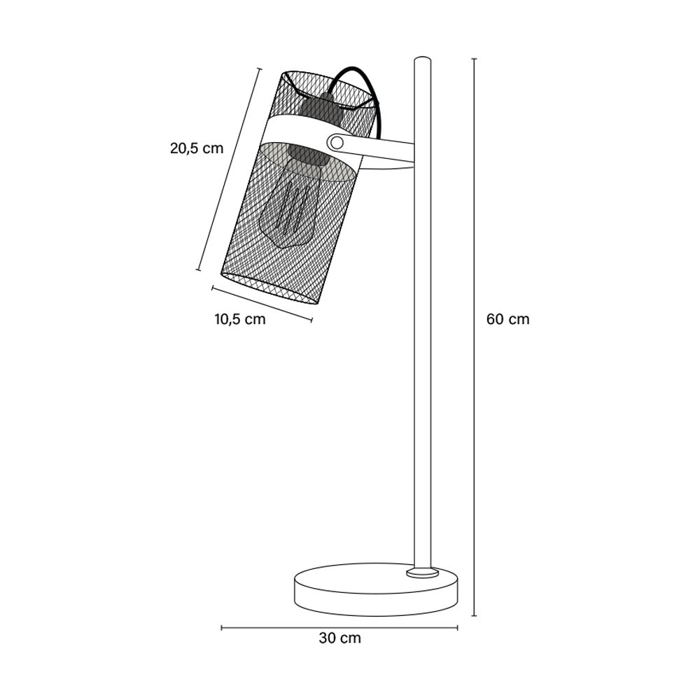 Home Deluxe - LUMIN Tafellamp - Zwart/Goud, Anti-verblindend licht, 22,2 x 17,8 x 61 cm, Metaal/Rotan | Bedlamp, Bureaulamp, Leeslamp