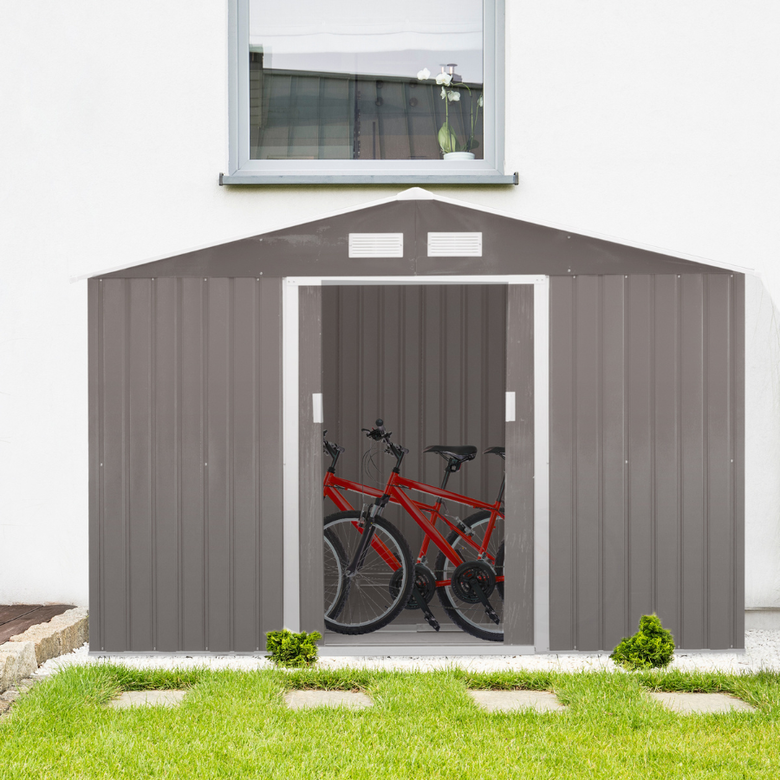 Casinha de jardim metálica Outsunny, cinza