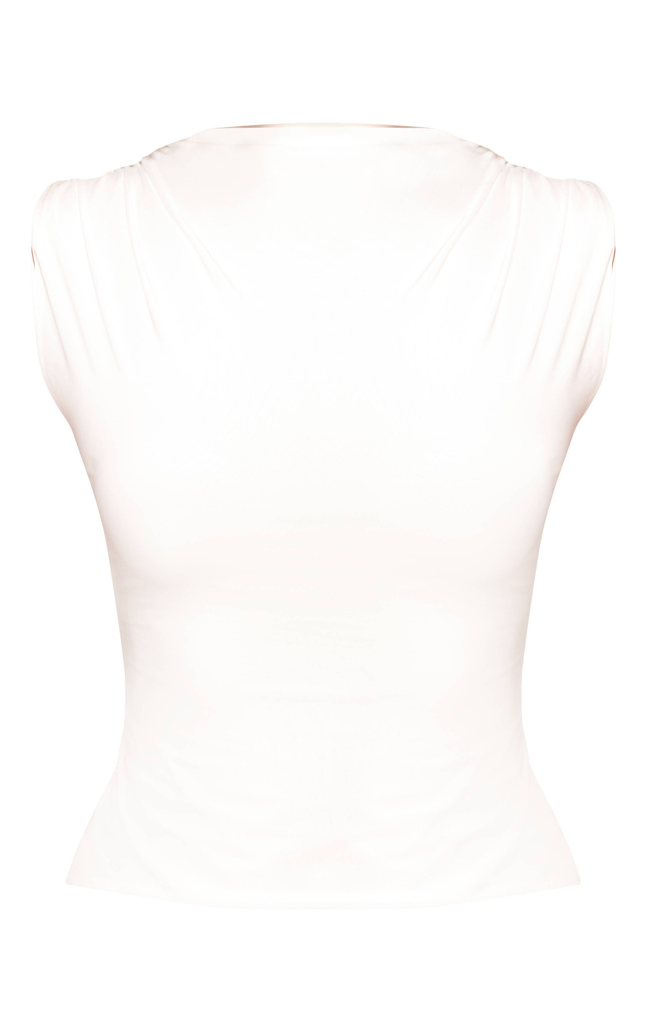 Crème Haut Long À Double Couche En Tissu Slinky Avec Détail Drapé