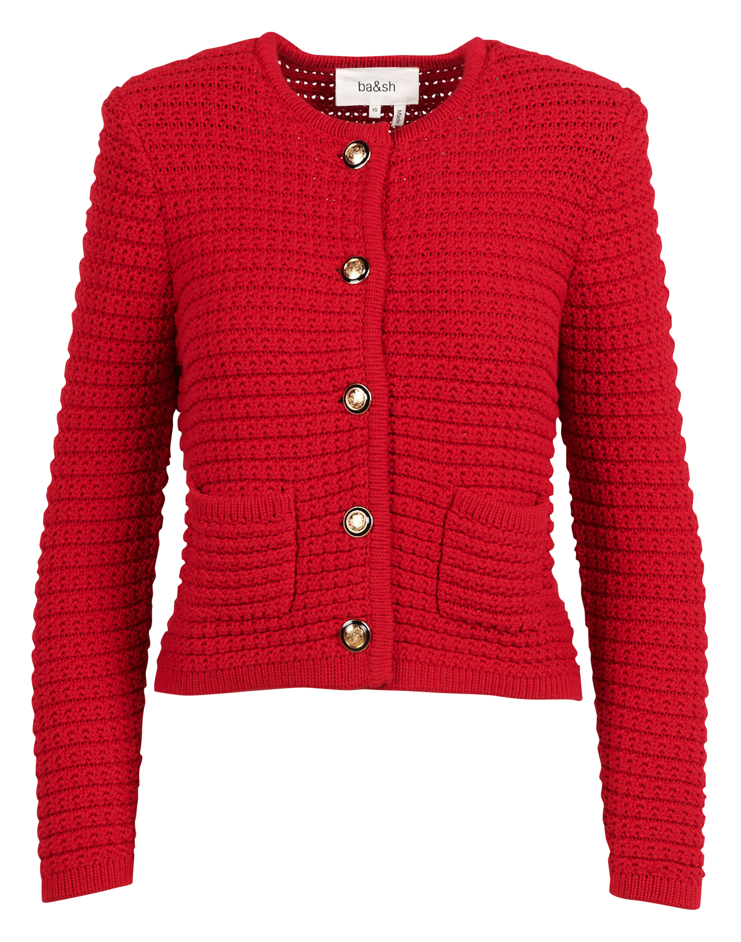 GASPARD - Gilet droit col rond en coton mélangé | Rouge