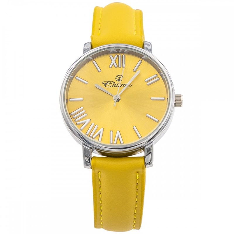 Montre Femme CHTIME bracelet Cuir Jaune