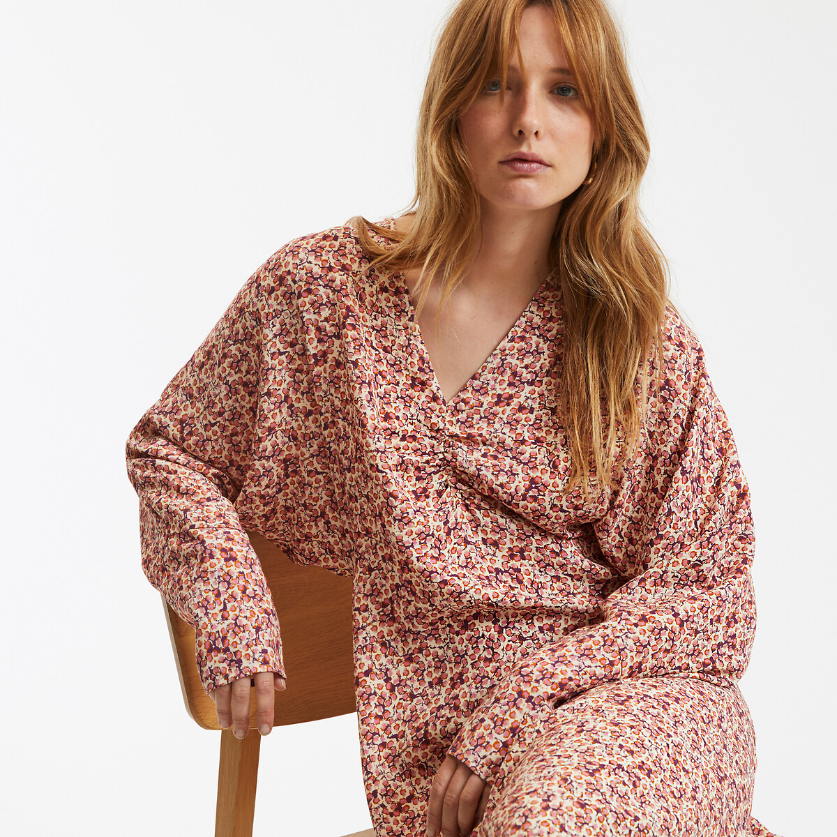 LA REDOUTE COLLECTIONS<br>Vestido longo com decote em V e estampa floral
