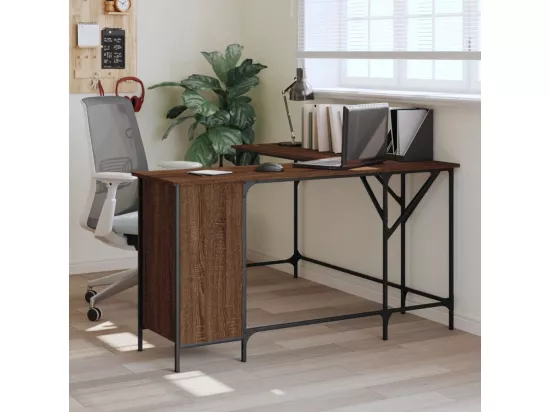 Bureau chêne marron 141x141x75 cm bois d'ingénierie