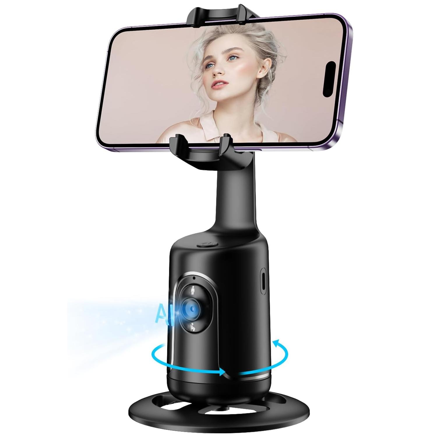 Gimbal Stabilisator Stativ Halterung 360° Schwenkbar mit Tripod Stativ für Smartphone   Gesichtsverfolgung - Schwarz