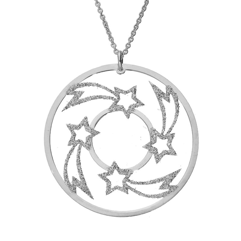 Collier étoile Filante Argent Glitter Blanc