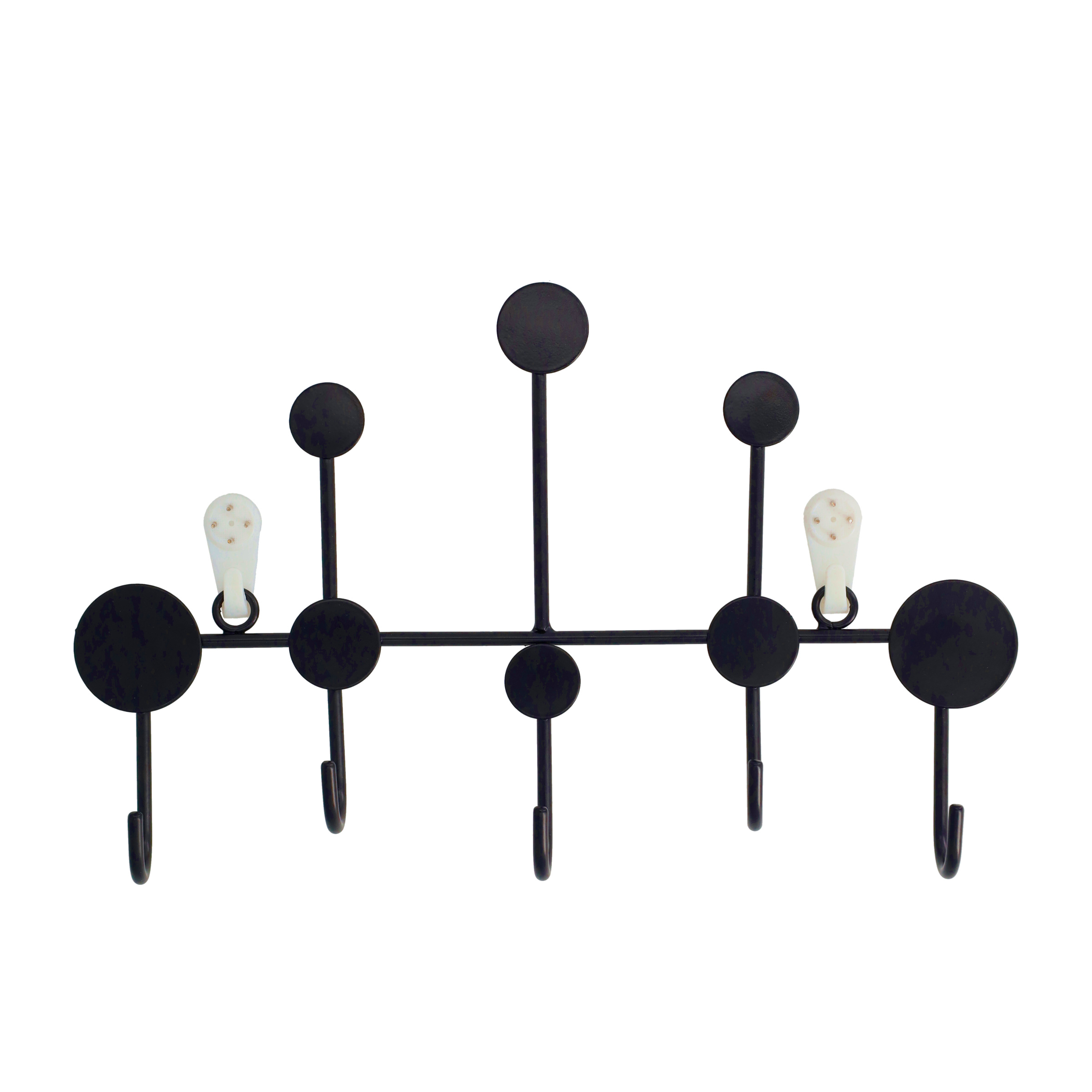 (310x195mm) Metall Wand Garderoben Leiste 5-facher Universal Kleiderhaken - Schwarz