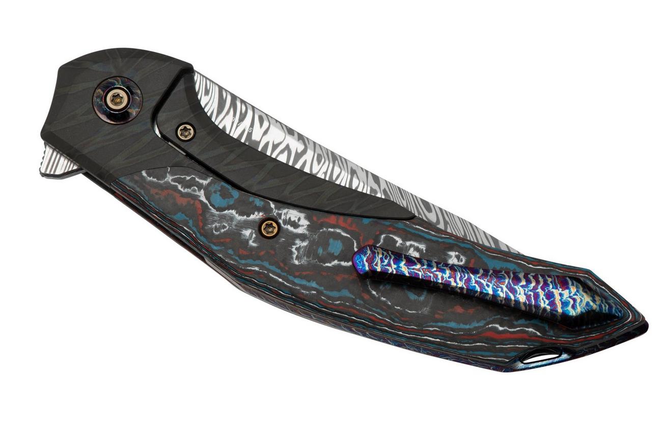 WE Knife Merata, WE22008B-DS1 Limited Edition, Gray Titanium, Heimskringla Damasteel zakmes
