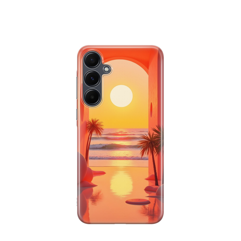 Samsung Galaxy A55 Gummi Hülle Aquarell Sommer 3 - Rot