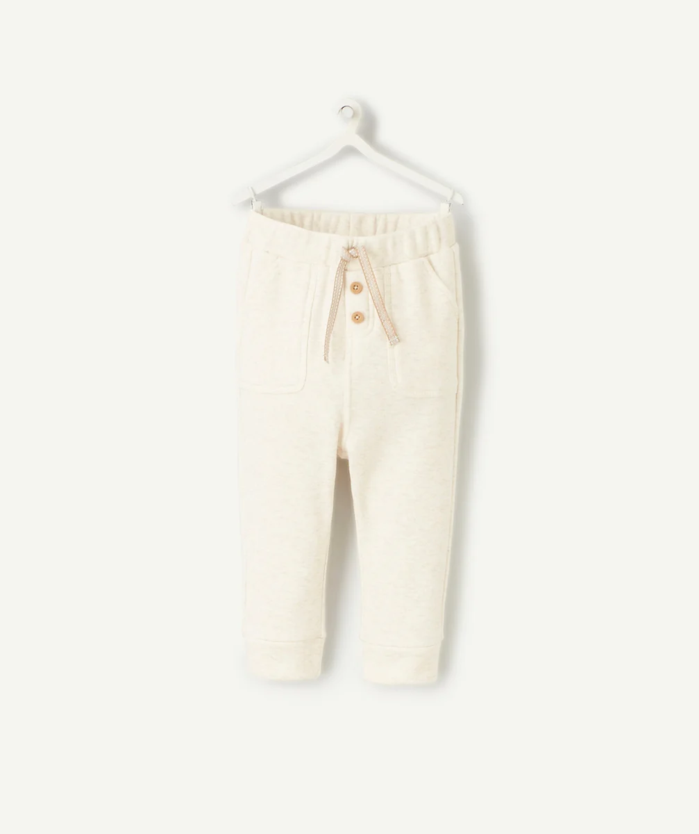 PANTALON DE JOGGING EN FIBRES RECYCLÉES ÉCRU CHINÉ