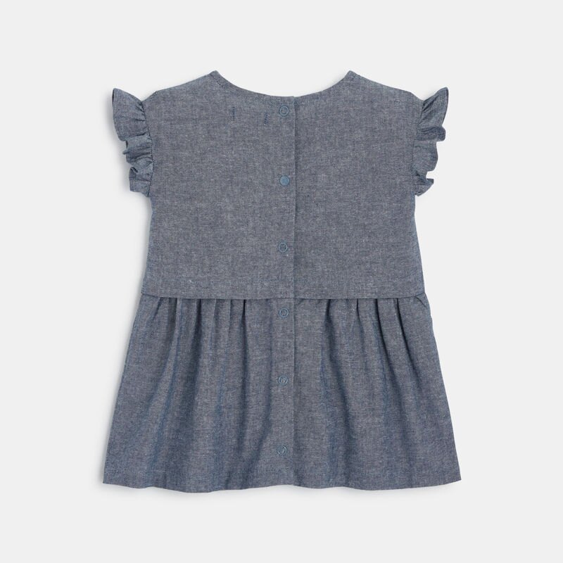 Robe sans manches bébé fille en chambray bleue Absorba Bleu
