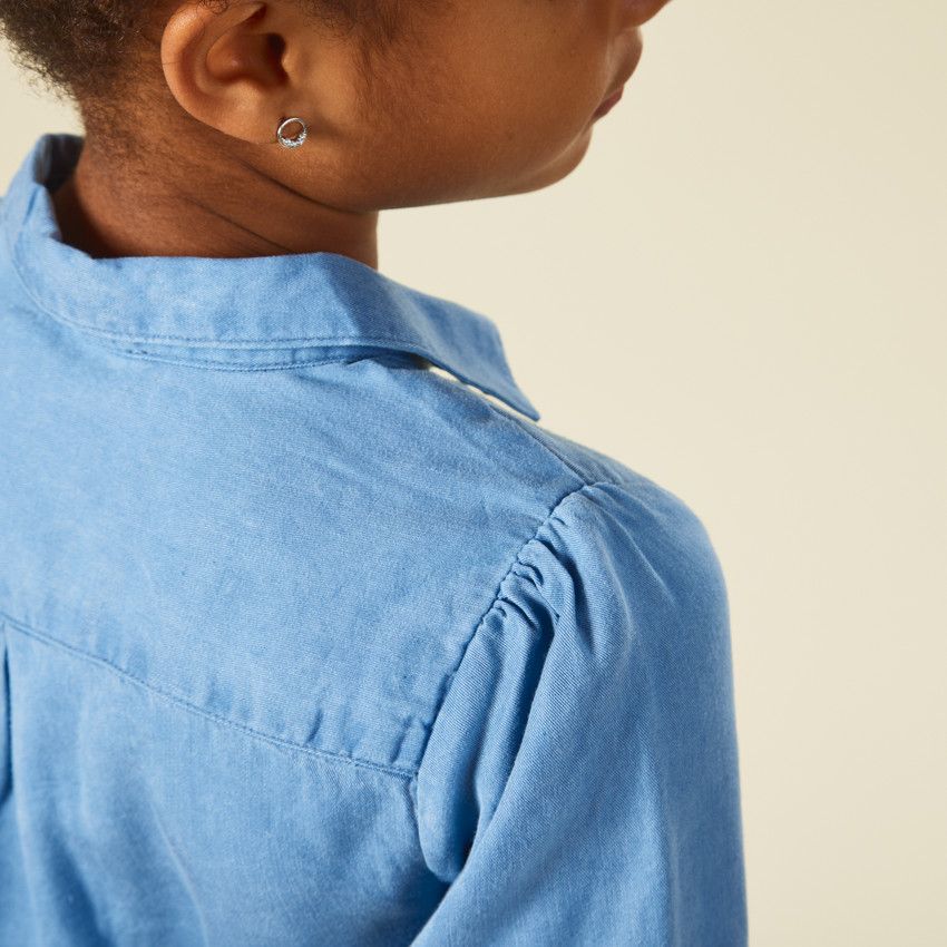 Robe chemise avec ceinture tressée pour fille - Bleu