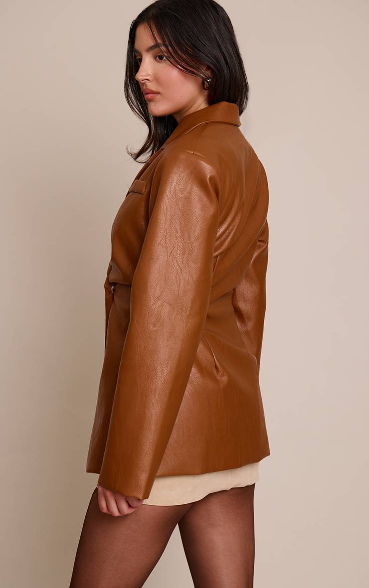 Marron Blazer Cintré En Synthétiquecuir