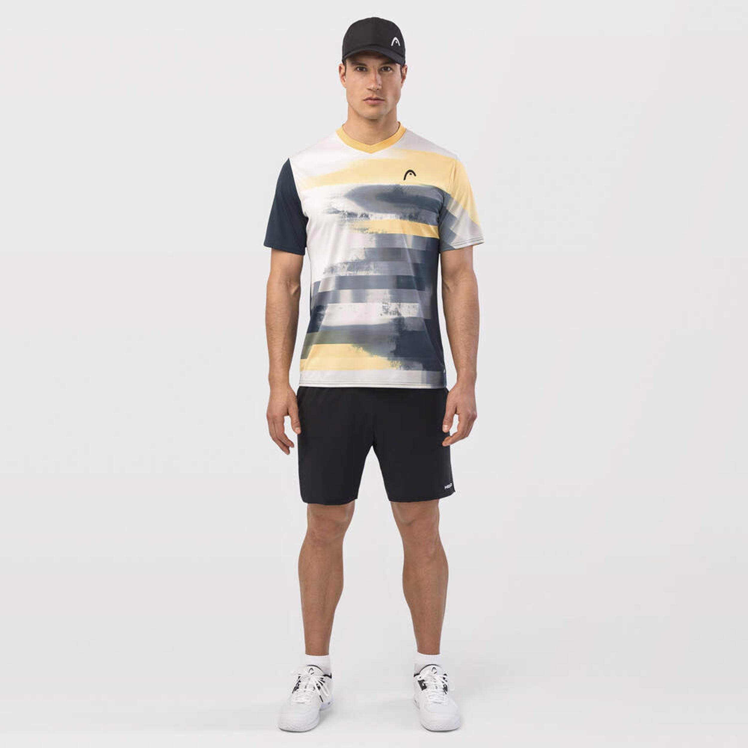HEAD Topspin T-shirt Hommes - Jaune Doré, Bleu Foncé