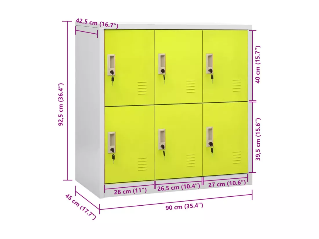 Armoire à casiers Gris clair et vert 90x45x92,5 cm Acier