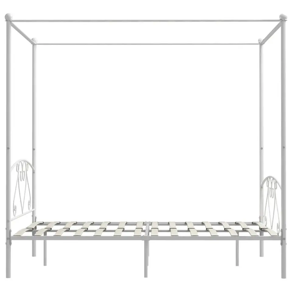 vidaXL - Hemelbed met hoofdbord - Wit - Metaal - 140x200 cm