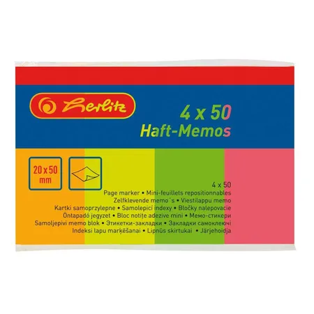 Herlitz Haft-Memos 20x50 4x50Bl. farbig neon LW