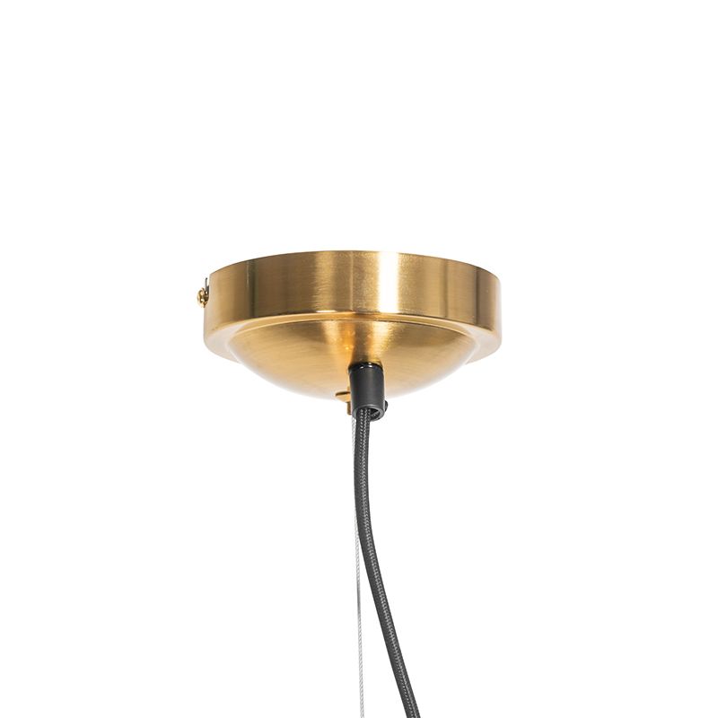 Klassieke hanglamp messing met witte lampenkap 5-lichts - Nona