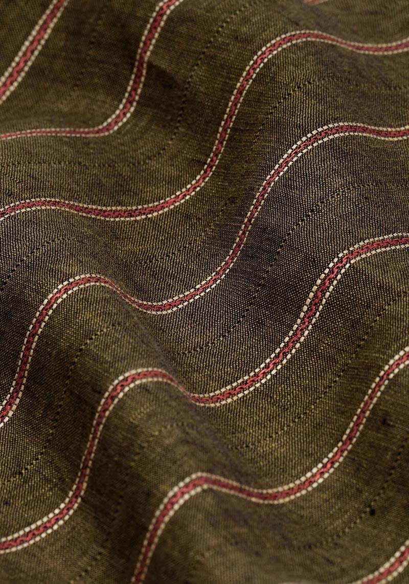 Carpasus Leinenhemd Milano Stripes Khaki