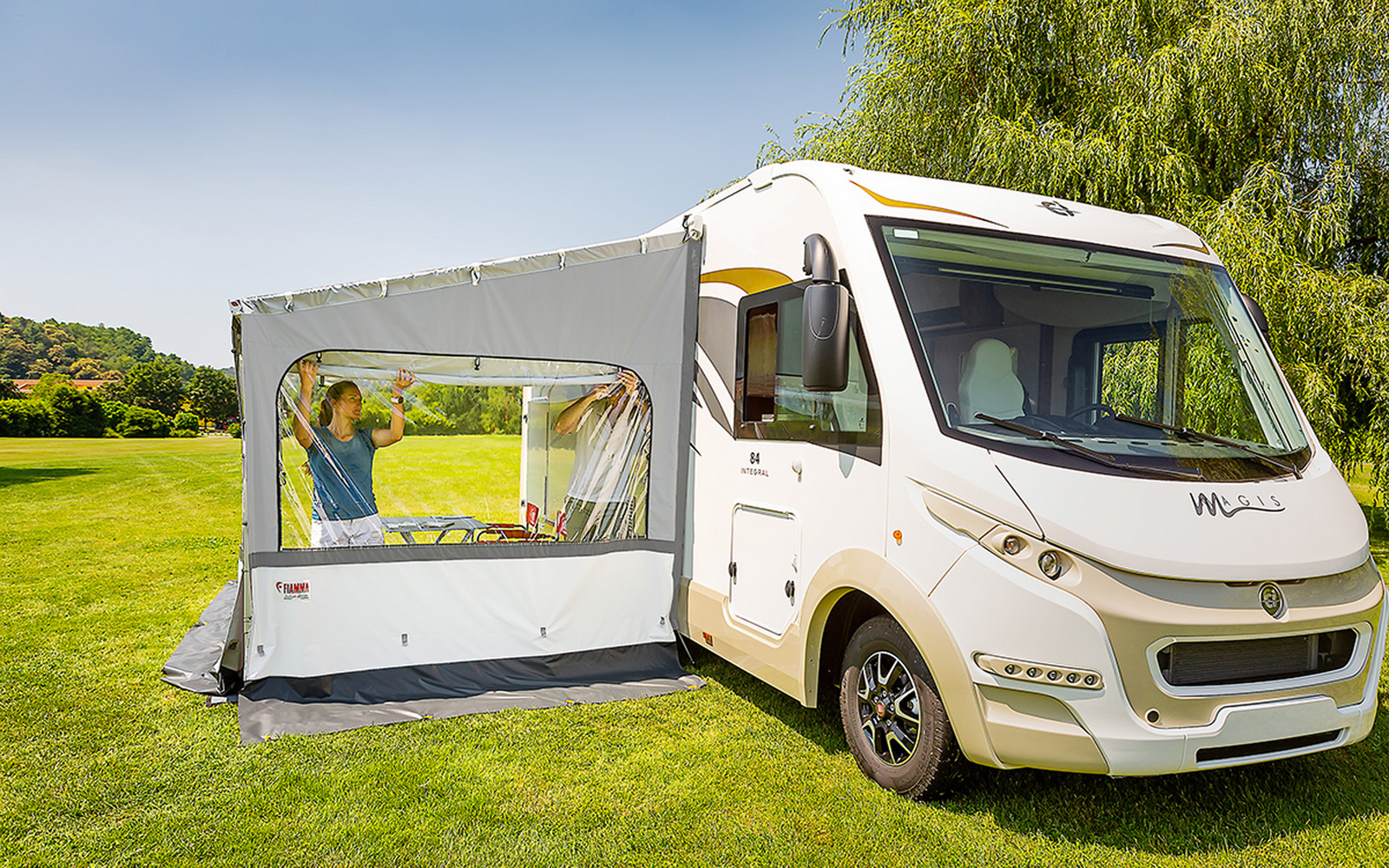 Fiamma Side W Pro Shade Seitenwand mit großem Fenster für Fiamma F45 / F65 / F80s Right