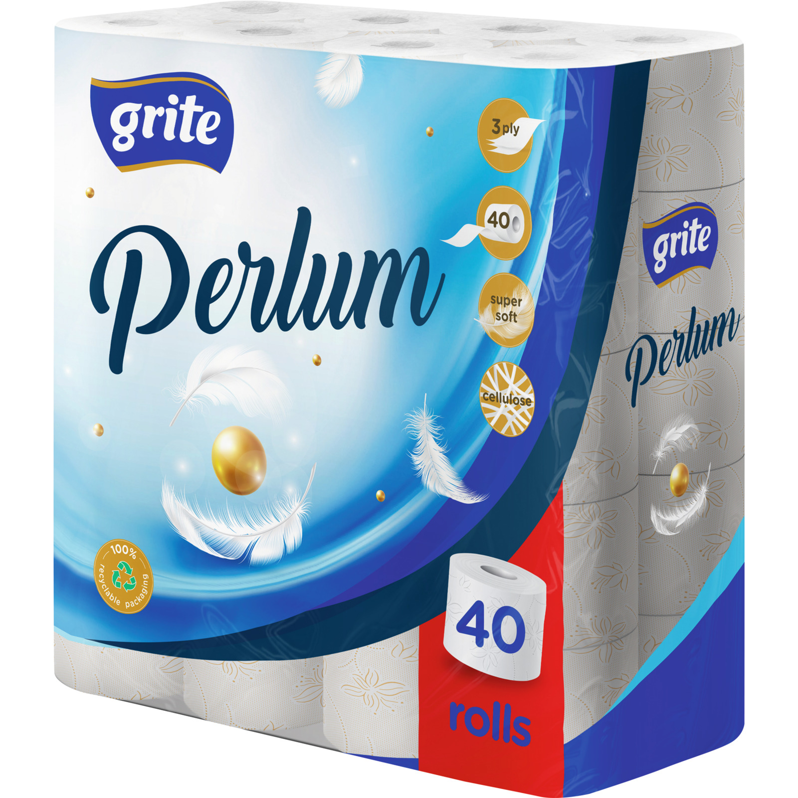 Grite Toilettenpapier Perlum 3-lagig 40 Stück