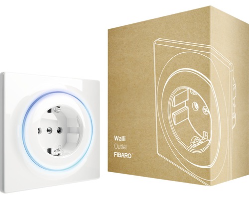 Fibaro Walli Outlet slimme stekkerdoos met repeaterfunctie voor het bedienen van elektrische apparaten, wit - Compatibel met SMART HOME van hornbach