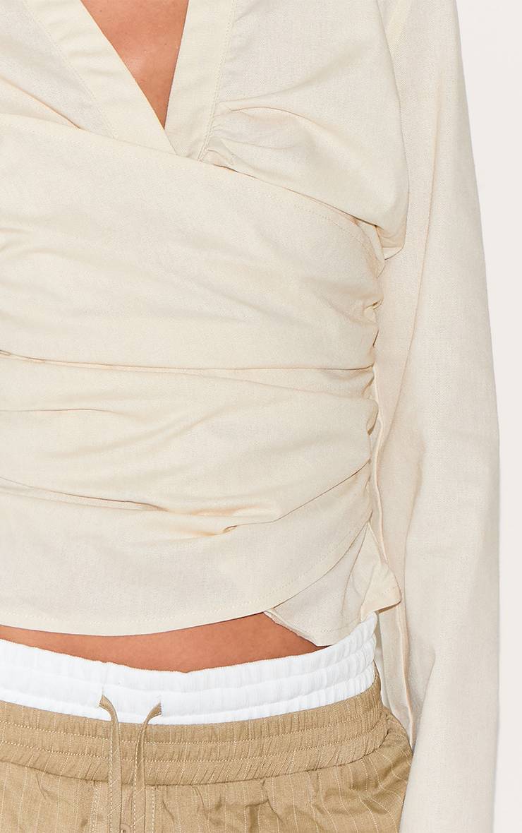 Butter Yellow Chemise Ajustée En Mélange De Lin Avec Détail Cache-cœur