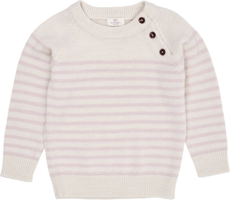 Copenhagen Colors MERINO CLASSIC STRIPED PULLOVER Cream/dusty rose