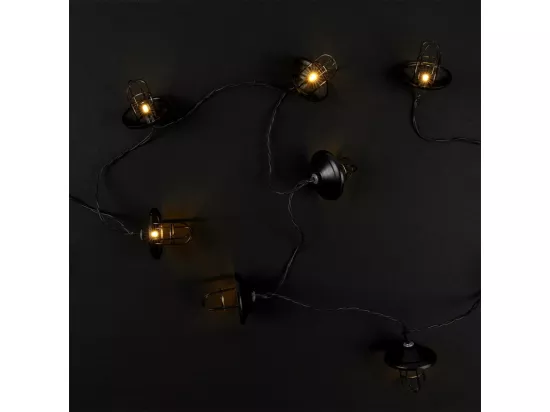 Guirlande à 10 lanternes en métal pour l'extérieur - Noir - L 192 cm